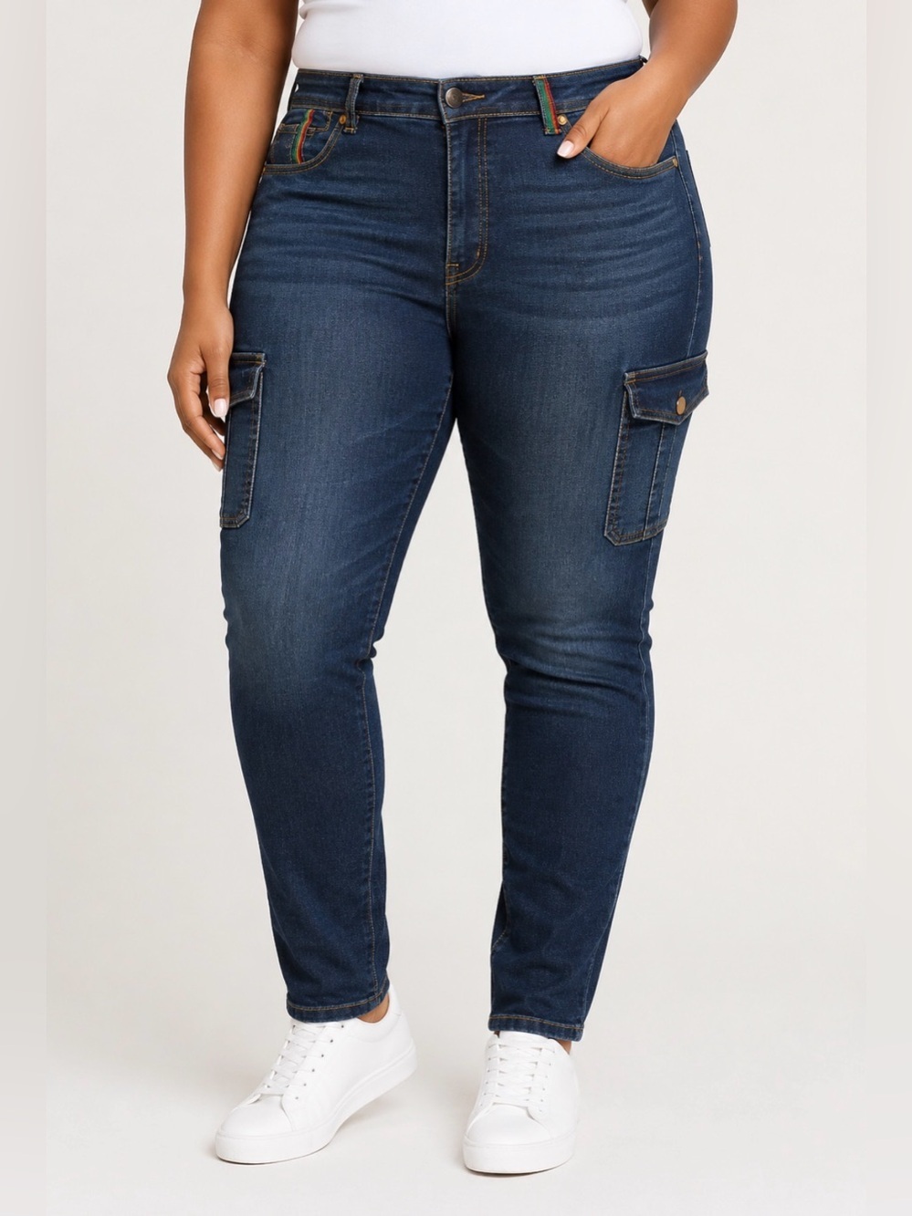 Coogi Y2K Dark Wash Embellished Skinny Jeans Plus Size 16W Rhinestone Pocket